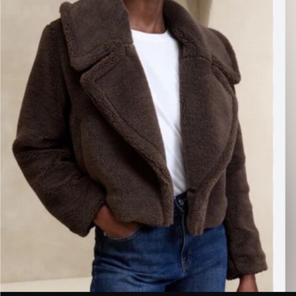 Banana Republic Vintage Faux Fur Jacket Mushroom, XXS